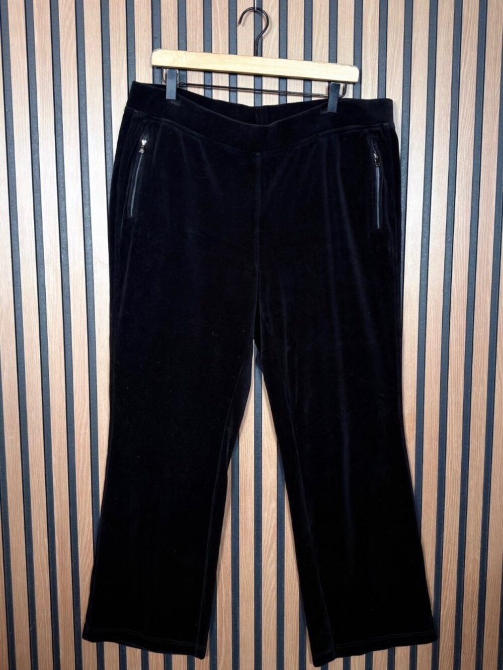 Lauren Ralph Lauren 1X Womens Black Crushed Velvet Straight Zippers Fit Plus Siz